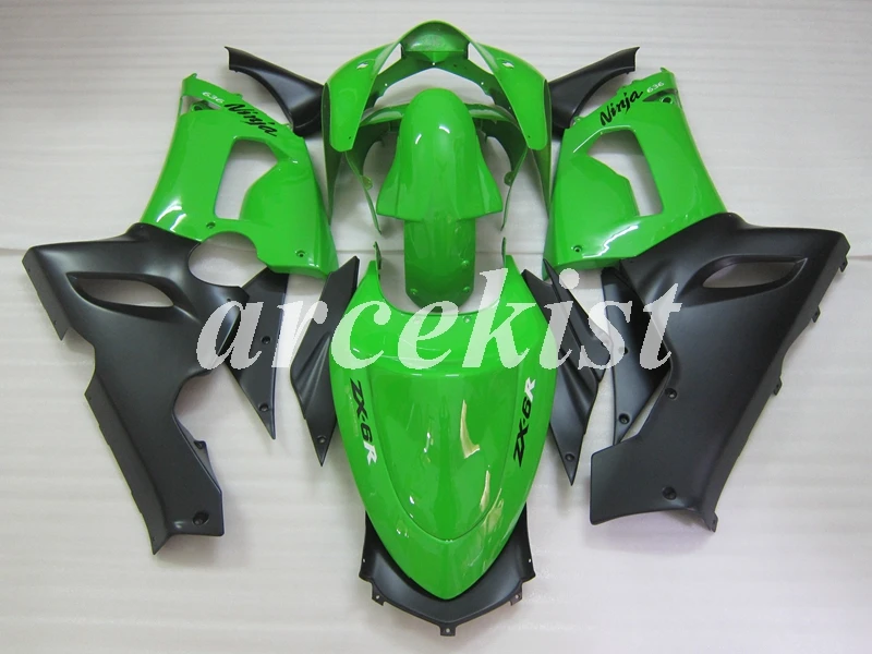 ABS мотоцикл обтекатели комплект подходит для kawasaki Ninja ZX6R 636 2005 2006 05 06 6R ZX-6R Кузов Набор на заказ зеленый черный