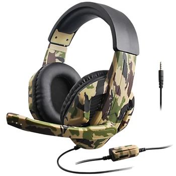 

3.5mm Converter Cable Smart Phone Camouflage Stereo Music Gaming Headset With Microphone Noise Reduction HD Voice Universal