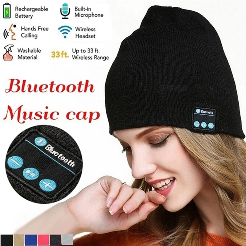Bluetooth Music Soft Beanie Hat with Stereo Headphone Headset Speaker Wireless