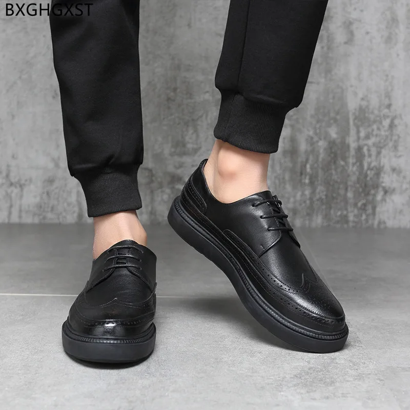 

Мужские классические кожаные туфли Brogue, модная женская обувь для мужчин 2024, черные повседневные деловые туфли, мужские туфли