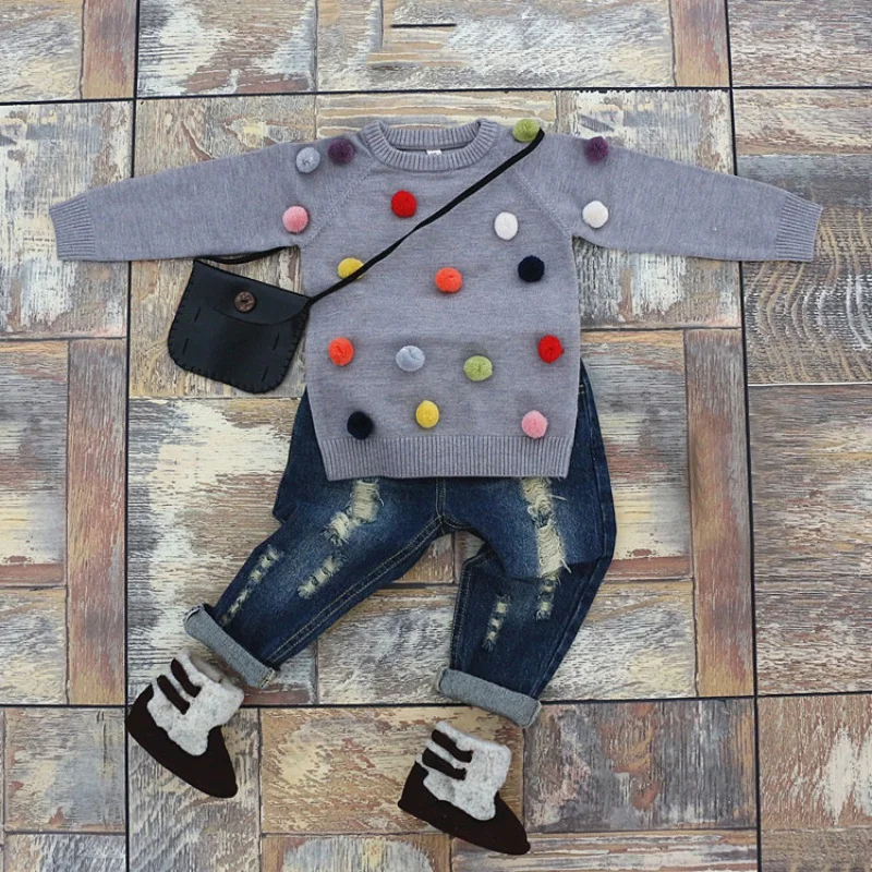 Осенний Детский свитер; вязаные жилеты для малышей; свитер для маленьких мальчиков; хлопковые+ шерстяные свитера для маленьких девочек