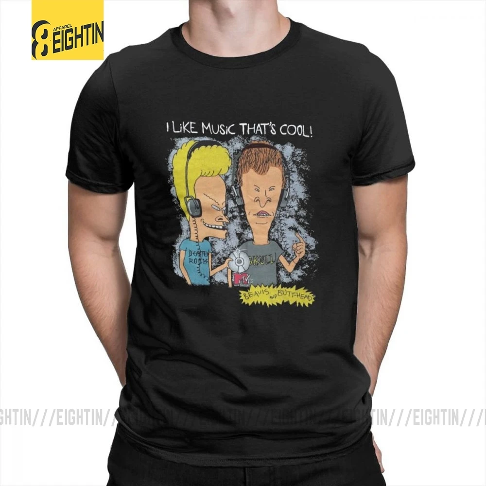 Beavis And Butthead футболки из хлопка с коротким рукавом футболки Awesome MensT модные футболки с круглым вырезом Большие размеры забавные - Цвет: Черный