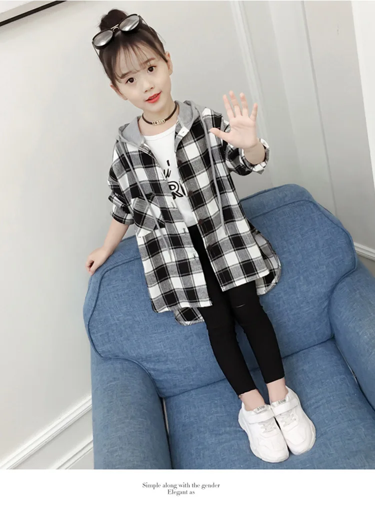 Рубашка для девочек; Новинка года; стильная весенняя одежда; детская одежда; модная клетчатая рубашка в западном стиле в Корейском стиле для мальчиков