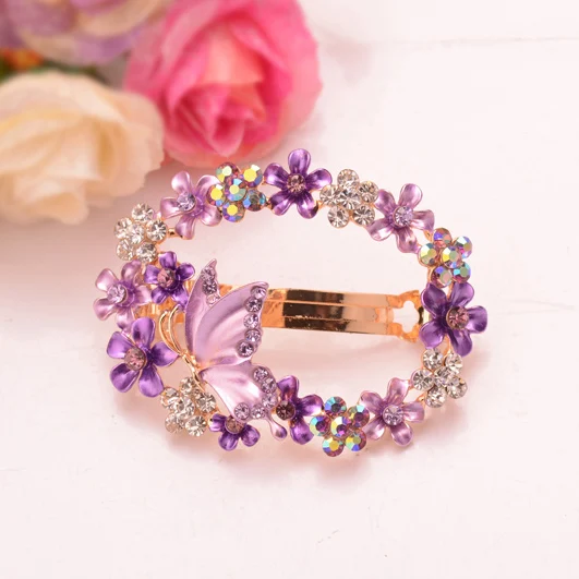 purple Morkopela эмалированные заколки для волос с бабочкой, Винтажные заколки для волос со стразами, аксессуары, металлические заколки для волос, ювелирные изделия, лучший подарок для женщин - Окраска металла: purple