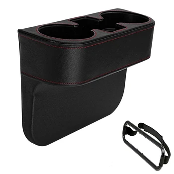 

Car Seat Gap Filler Upgraded Leather Storage Box Console Side Sundry Beverage Storage Box Plus a Car Tissue Clip