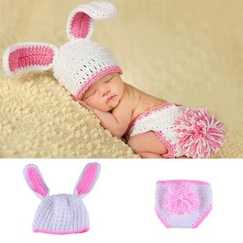 

Infant newborn baby clothes girls boys crochet knit costume photo photography prop accessories rabbit child caps hats gifts