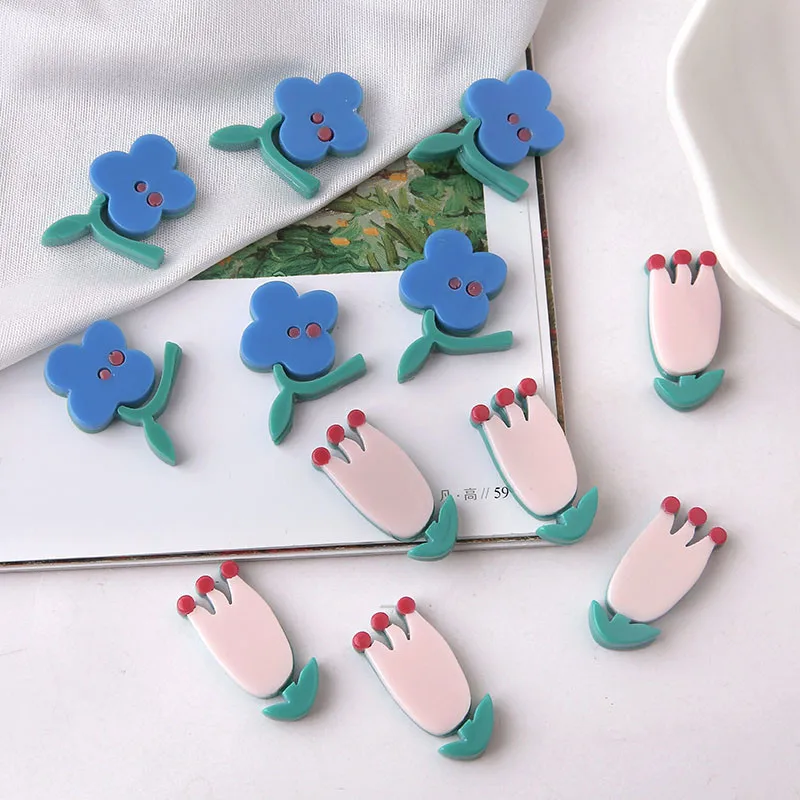 6 шт корейский стиль иллюстрация ребенок милый маленький цветок патч тюльпан