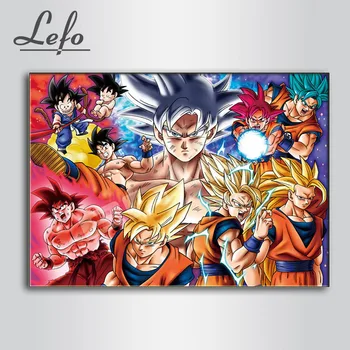 

5d Diy Mosaic Full Embroidery Puzzle Dragon Ball Painting Square / Circular Diamond Painting Cartoon Goku Picture Wall Sticker