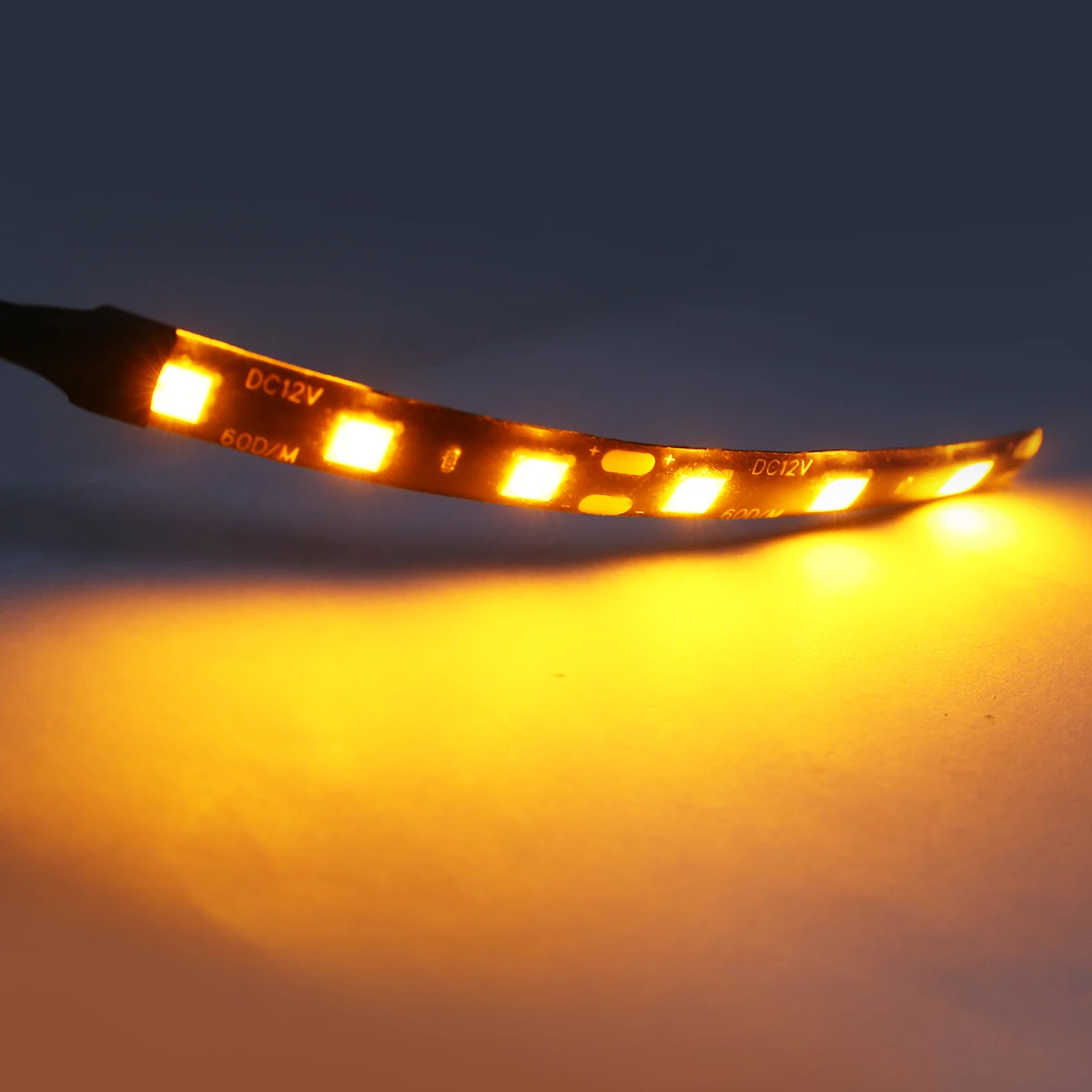 2PCS/SET Amber 6 LED Motorcycle Turn Signal Strip Light for 12V Motorbike Indicator License Plate Blinkers Light Strips Bar