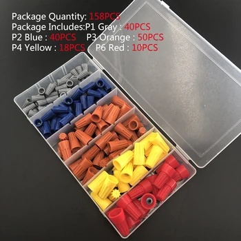 

158pcs Electrical Wire Nuts Connector Terminals Cap P1 P2 P3 P4 P5 P6 Spring Insert Assortment