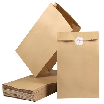 

TOYMYTOY 100PCS Kraft Paper Bags with 100PCS Stickers Party Candy Bags for Wedding Birthday Party - Size L Size S A30