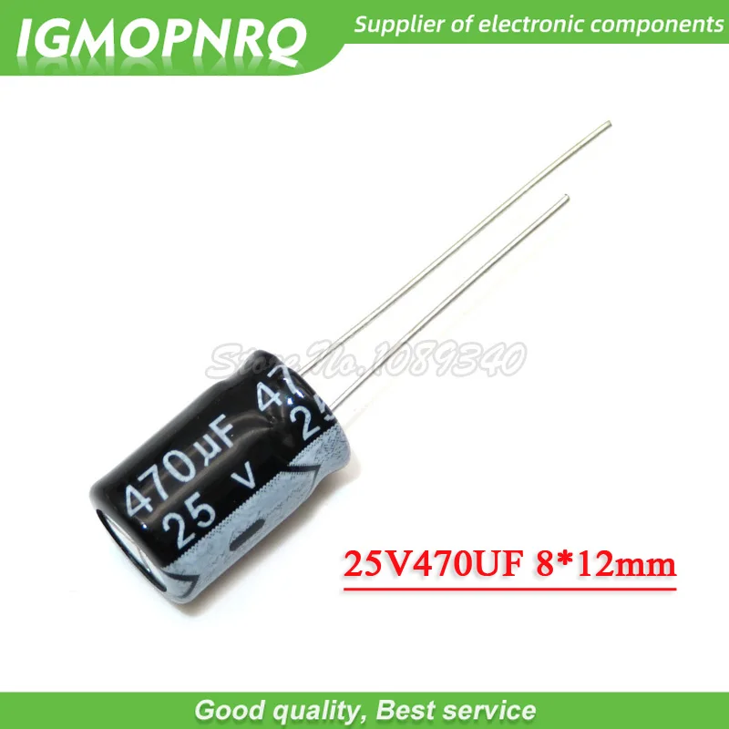 

20PCS 25V470UF 8*12mm 470UF 25V 8*12 Aluminum electrolytic capacitor