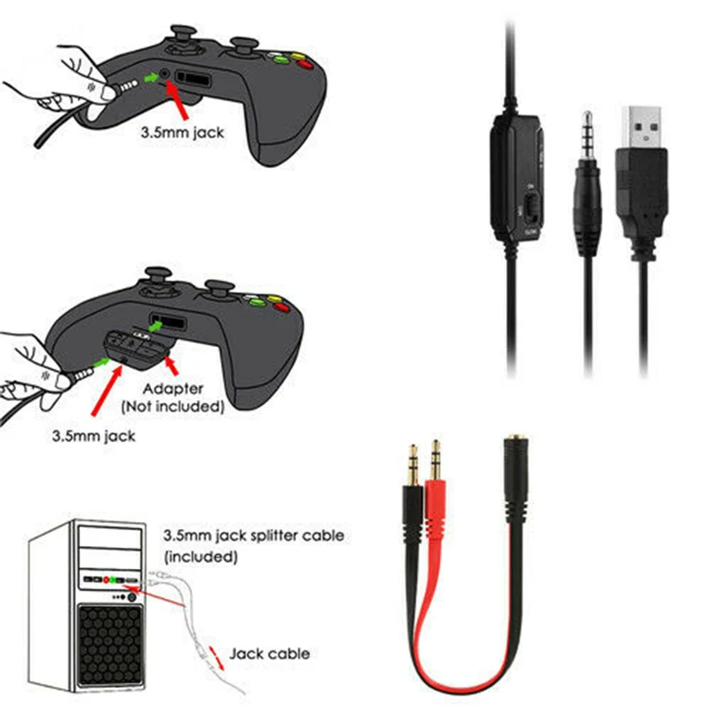 200CM Headphone Luminous Earphone Gaming Headset Mic Headphones With Stand For PC Laptop PS4 Slim Pro Xbox One