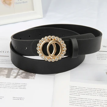 

2020 rhinestone belt luxury brand G belts for women waist ceinture femme black leather cinturon mujer ladies jeans waistband