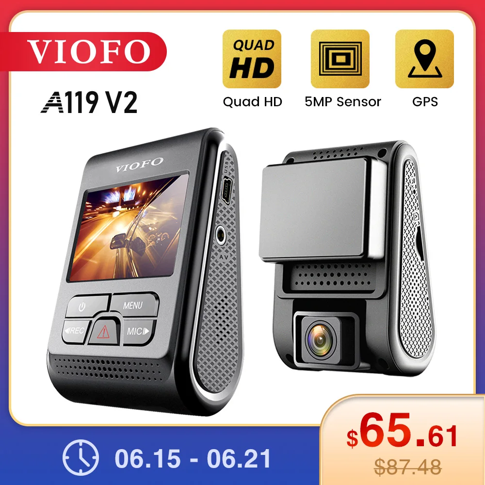  Автомобильный видеорегистратор VIOFO A119 V2 Quad HD, супер конденсатор 2K 25601440P, видеорегистратор dvr, опциональный фильтр gps CPL 