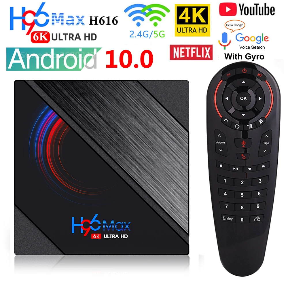 Smart TV Box Android 10.0 H96 max H616 Quad Core 4GB 32GB 64GB HD 6K 2.4G 5G WiFi BT Android Box TV Media Player