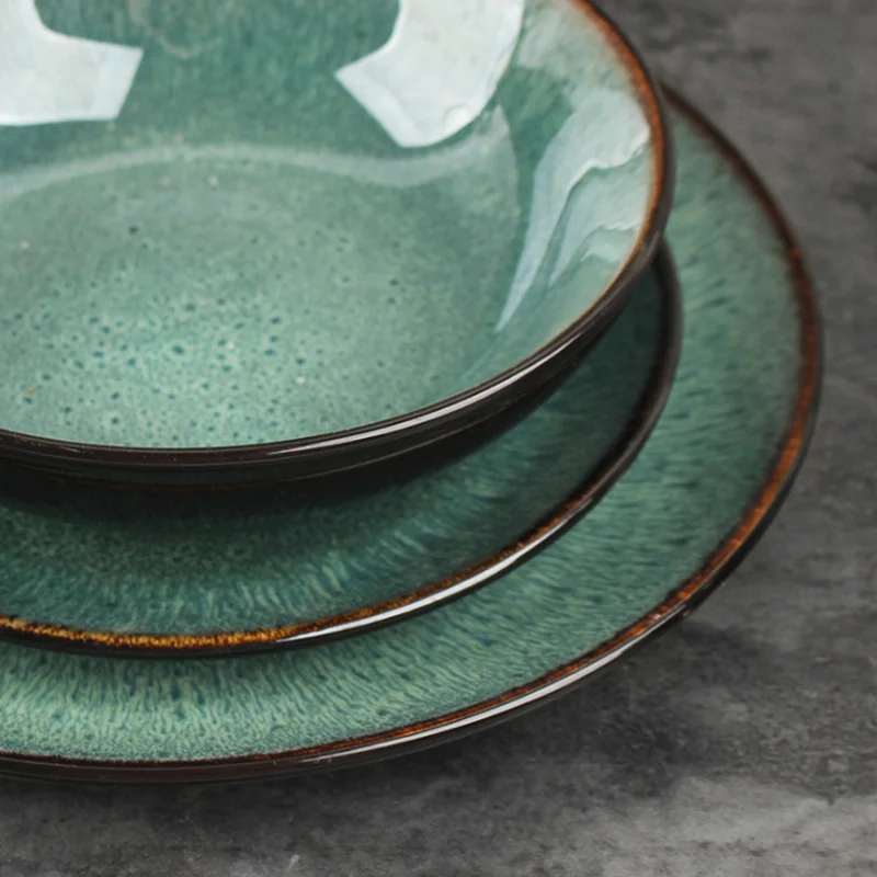 Green Gem Bowl Dish Nordic Ceramics Noodle Soup Salad Bowls Mug Set Milk Espresso Coffee Cups Household Pasta Dishes Dinnerware