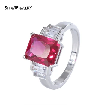

Shipei Vintage 925 Sterling Silver Ruby Created Moissanite Gemstone Wedding Engagement Fine Jewelry Ring For Women Wholesale