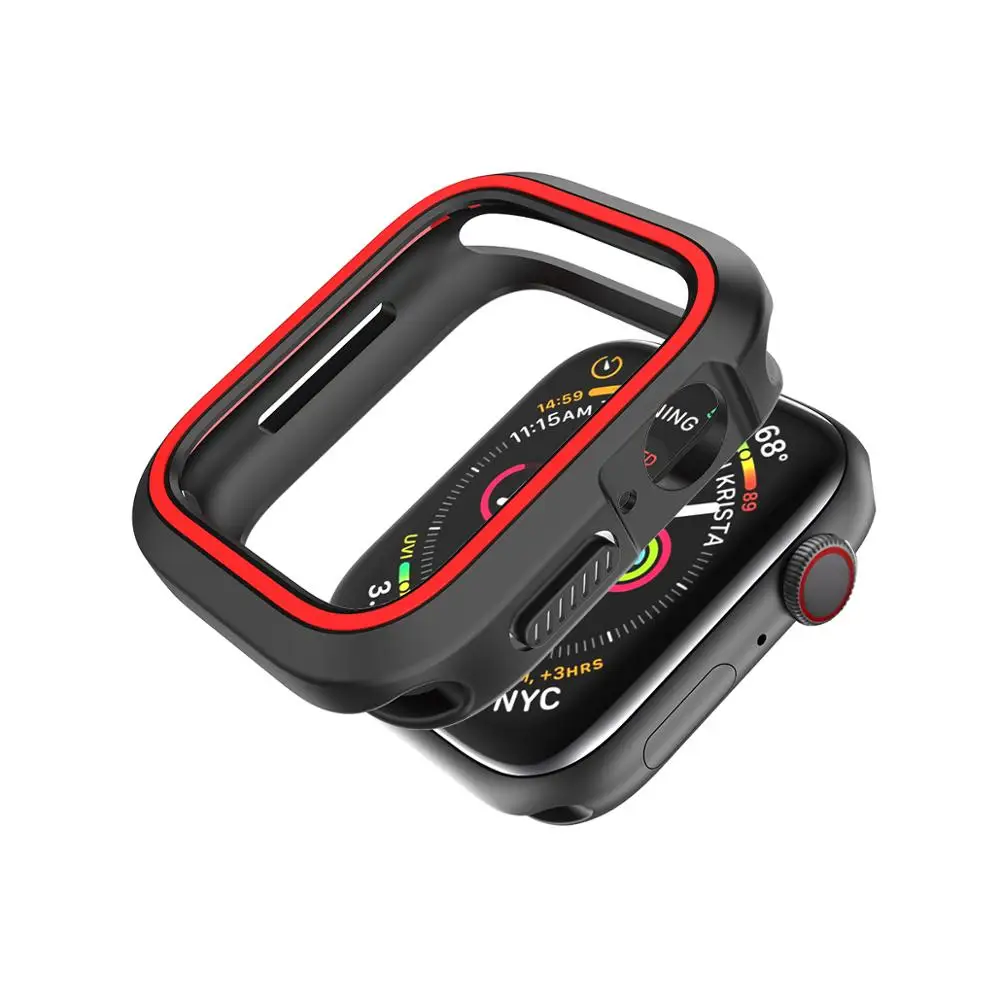 Двухцветный Силиконовый противоударный чехол для Apple Watch series 5 4 3 2 1 38 мм 42 мм 40 мм 44 мм стильный ударопрочный чехол