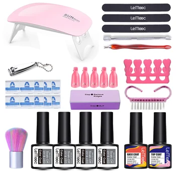 

Nail Art Tool Set 19 Pc Nail Gel Polish Kit Soak Off Tools With UV LED Curing Lamp Nail Brush Nail Separator DIY Design Tools