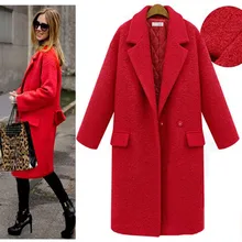 Женская одежда, сплошной цвет, костюм, воротник, супер длинный рукав, лацканы, большие размеры, женские, плюс хлопок, плотное шерстяное пальто для женщин