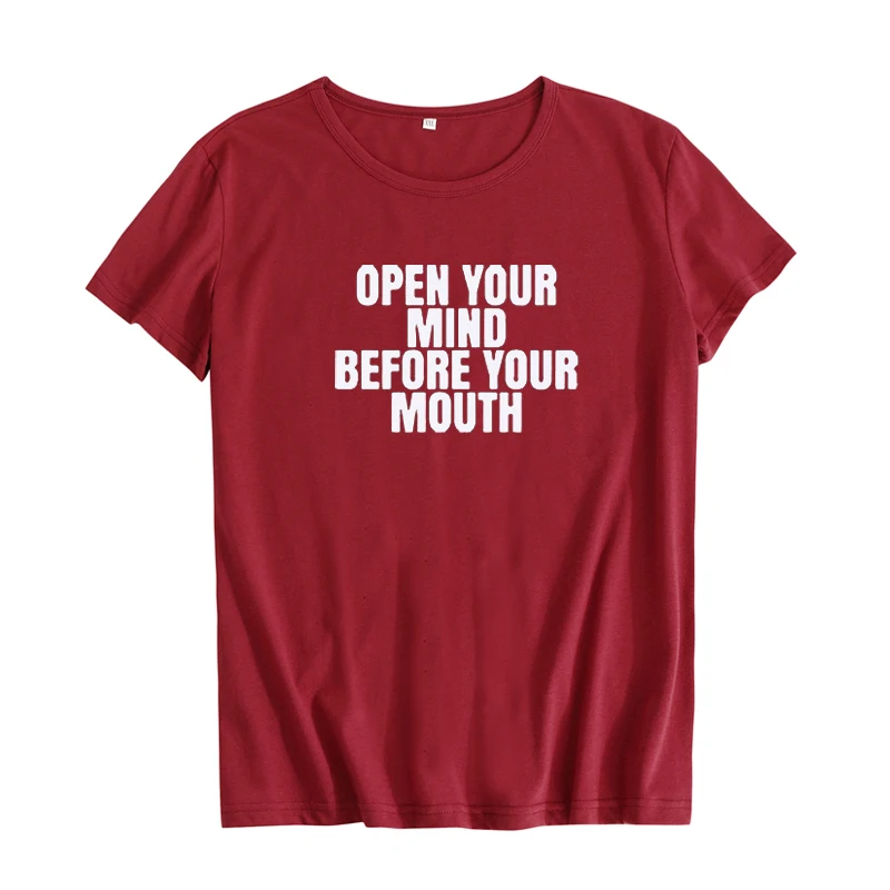 Откройте свой ум перед ртом футболка со слоганом забавная саркастическая
