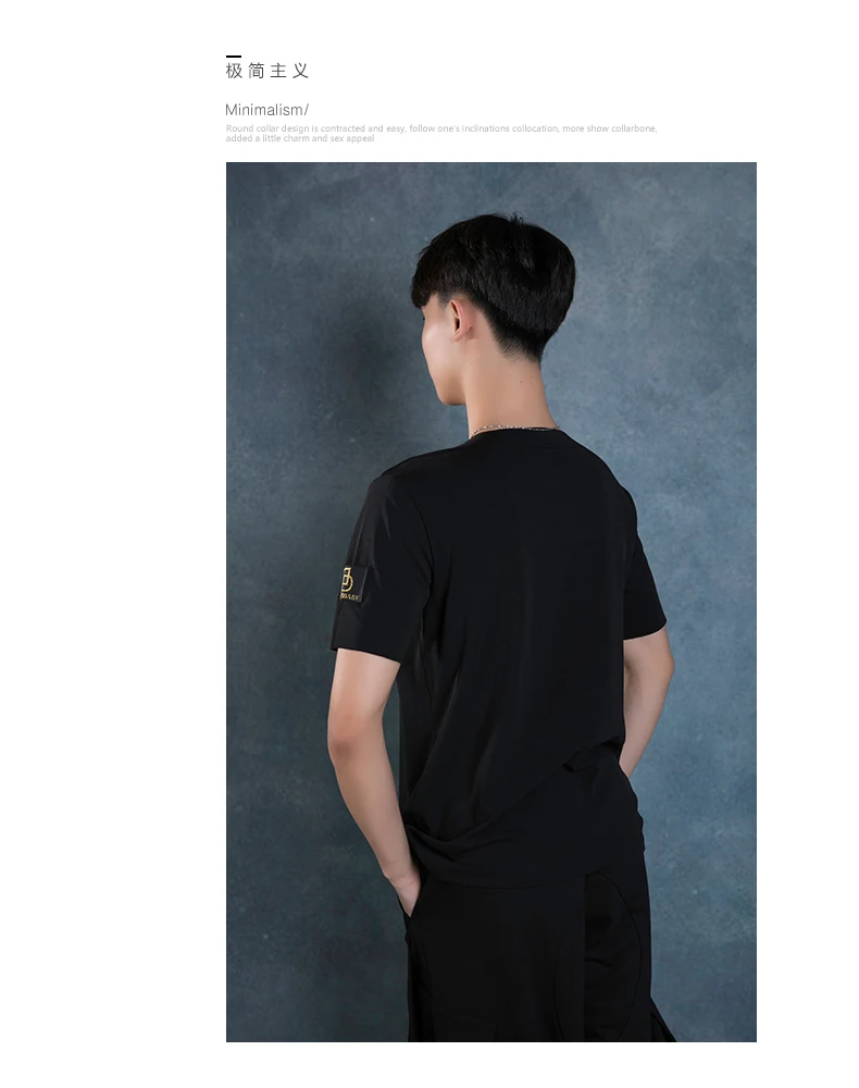 New Latin Dance Tops Black/White Shirts Adult Latin Dance Dress Men's Modern Dancing Irregular Collar Men's T-Shirt BL2727