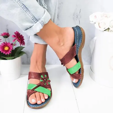 

Women Summer Wedges Sandals Ladies PU Leather Flat Shoes Woman Platform Peep Toe Casual Female Beach Shoes 2020 New