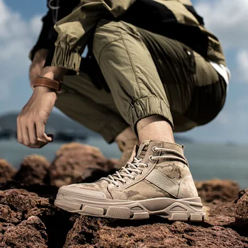 

High Quality Fashion Autumn Men's Martin Boots Camouflage Working Boots Lace Up Outdoor Men Boots Round Toe High Top Shoes
