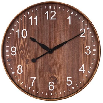 

Decorative Clock Living Room Retro Imitation Wood Wall Clock 12 Inch Clock Fashion Creative Wall Clock