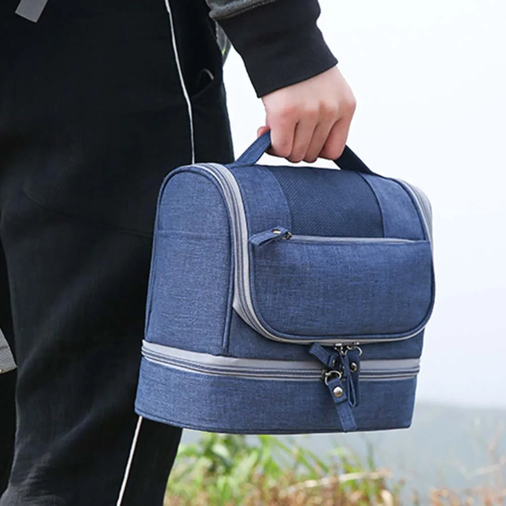 Unisex Two Compartment Dry And Wet Separator Cosmetic Bags Solid Color Hanging Tote Cosmetic Bag Large Capacity Waterproof Bag