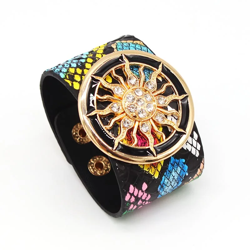 Fashion Leather Bracelets for Women Wide Circle Buckle Bracelet & Bangles Adjustable Wrap Bracelet Couple Jewelry Gift Leather Braided Bracelet,Leather Bracelet,Pearl Leather Bracelet