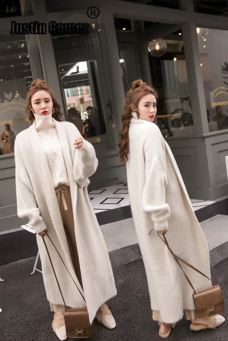 ^Cheap Women's Coat Autumn Cardigan Knitting Loose Faux Mink Velvet Wool Sweater Bat Sleeve Long Cute Sweater Ladies Clothes Pull Femme