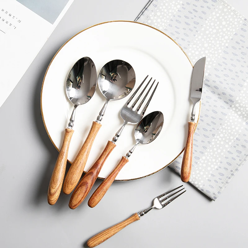 Set Posate In Legno Da 15 Pezzi – Coltelli, Forchette E Cucchiai Ecologici, Riutilizzabili, Per Picnic E Uso Quotidiano