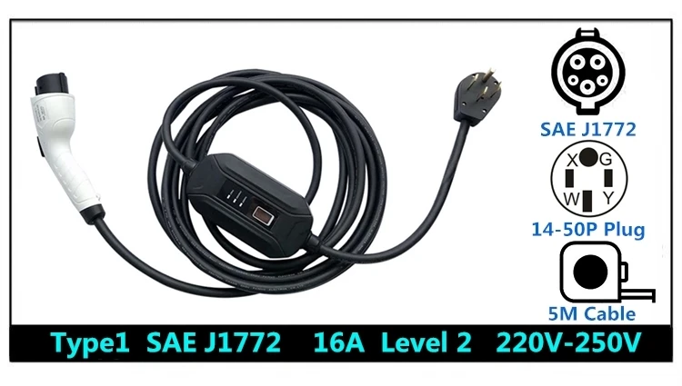 OSENSI EV зарядное устройство 16A 32A SAE J1772 тип 1 уровень 2 EVSE Электрический автомобильный зарядный кабель вход 110-250 В Разъем для дома