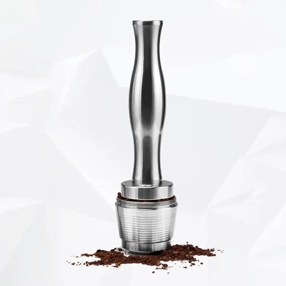 

For Nespresso Stainless Steel Refillable For Nespresso Capsules Coffee Powder Hammer Tamper Stand Reusable Flat Bottom Tamper