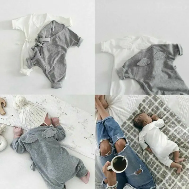 Infant Newborn Baby Boy Girl Angel Wings Romper Jumpsuit Outfit Halloween Costume 0-24M Cute Kid Rompers