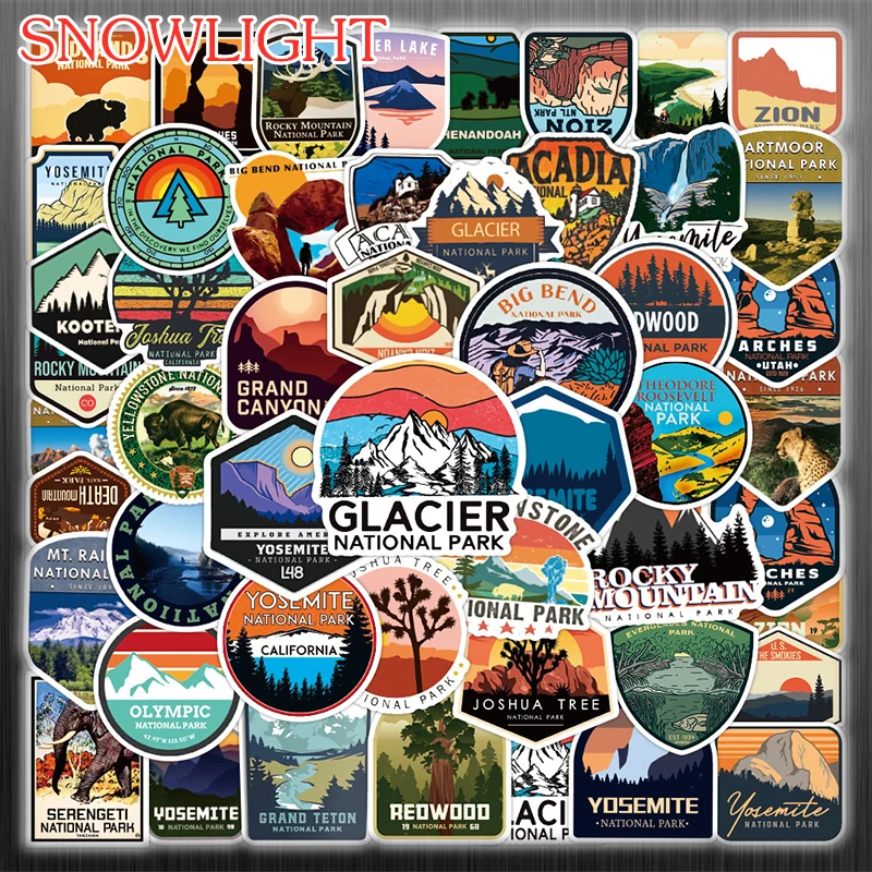 10/50 Pcs/pack Nature Park Cartoon Outdoor Travel Stickers PVC For Skateboard Laptop Case Toys Luggage Decals Kids Scenery