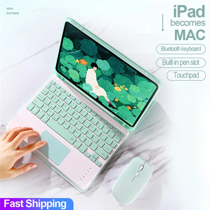 Мышь Bluetooth клавиатура для iPad 9 7 2017 2018 Модный чехол Air Air2 Pro тачпад Клавиатура 5