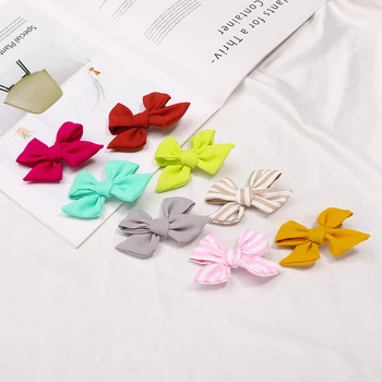 

6pcs/lot New Girls Elegant Chiffon Cloth Solid Big Bow Hair Clips Sweet Simple Headband Hairpins Handmade Hair Accessories