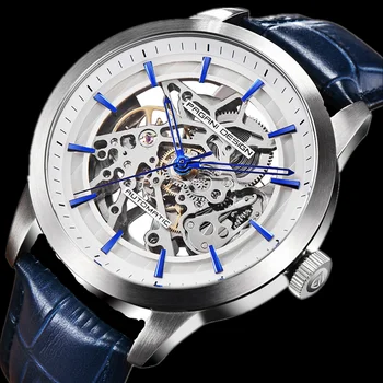 

2020 PAGANI DESIGN Brand Fashion Leather Blue Watch Men Automatic Mechanical Skeleton Waterproof Watches Clock Relogio Masculino