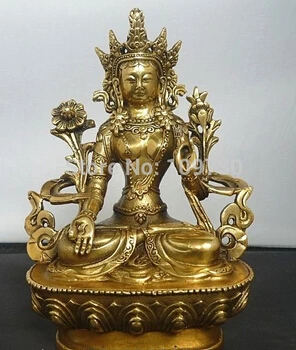 

free shipping<<<<Tibet Pure Brass Kwan-yin White Tara Buddha Statue