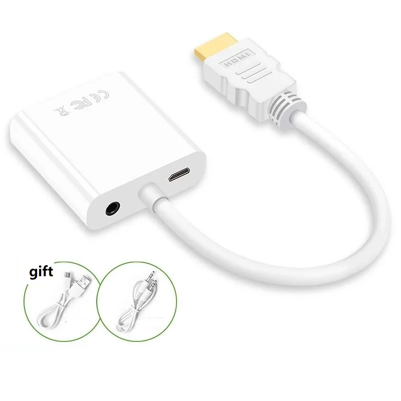 With Audio Power Высококачественный адаптер hdmi-vga штекер в конвертер с разъемом адаптер 1080P цифровой аналоговый видео аудио для ПК ноутбука планшета - Цвет: With Audio Power