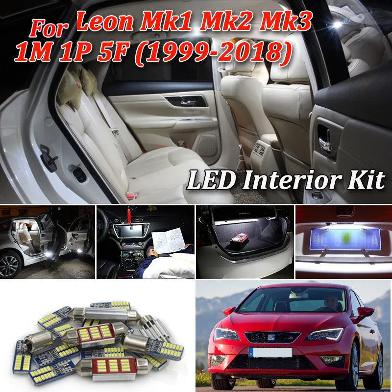 Canbus Error Free светодиодный Подсветка салона лампы Комплект для SEAT LEON на возраст 1, 2, 3, Mk1 Mk2 Mk3 1M1 1P1 5F 5F1 5F5 5F8(1999