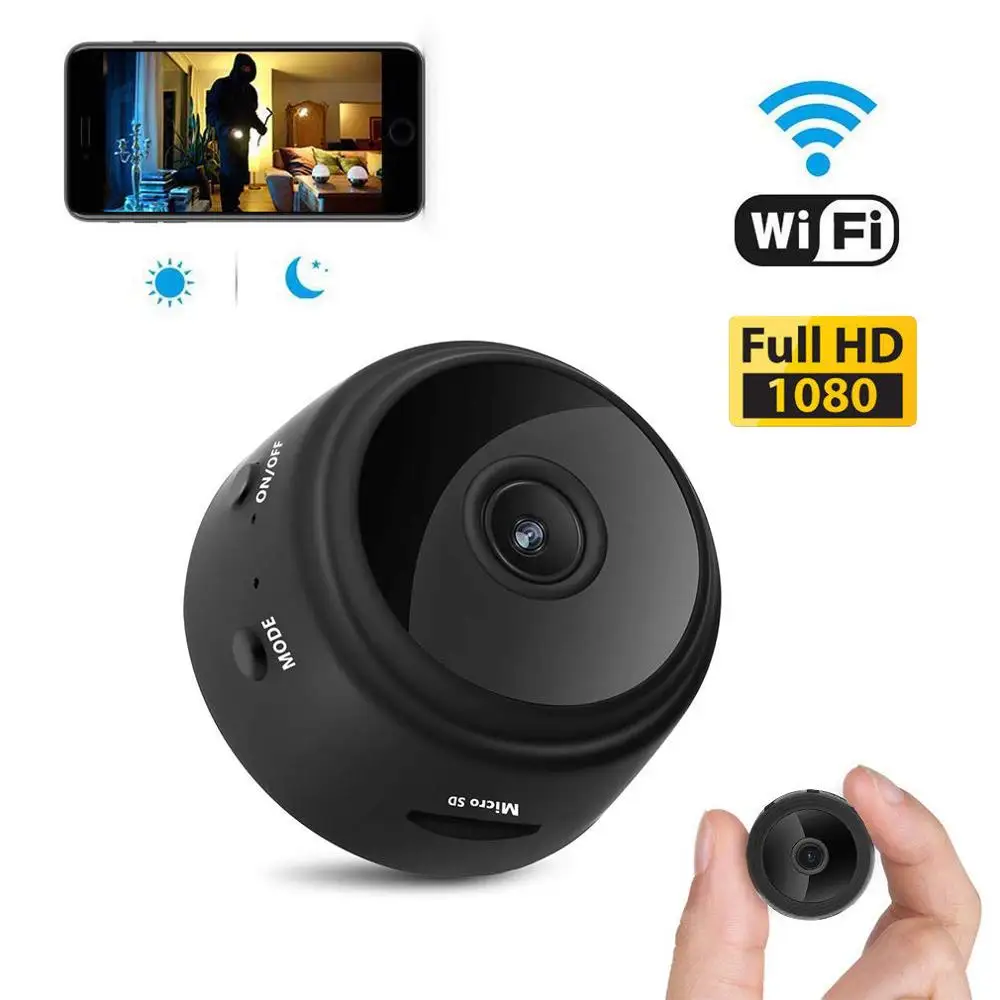 Wi Fi мини камера HD 1080P со смартфоном и приложением ночного видения IP Домашняя
