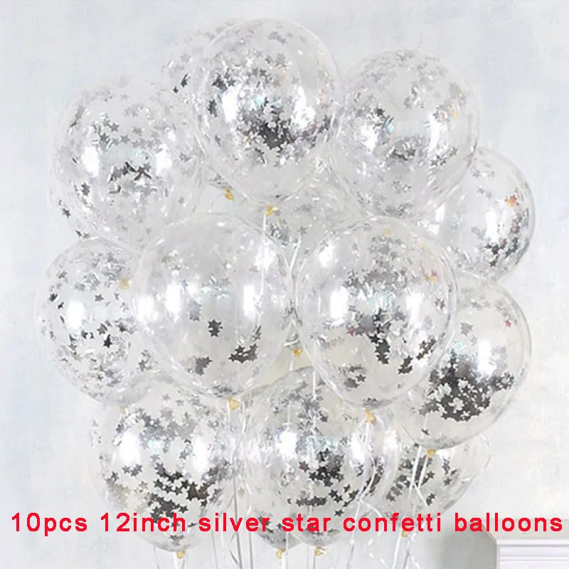 silver star confetti 10 шт., 12 дюймов, золотой Звездный конфетти, воздушные шары для мальчиков и девочек, для свадьбы, дня рождения, сделай сам, украшение стола, девичник, девичник, вечерние, Декор - Цвет: silver star confetti