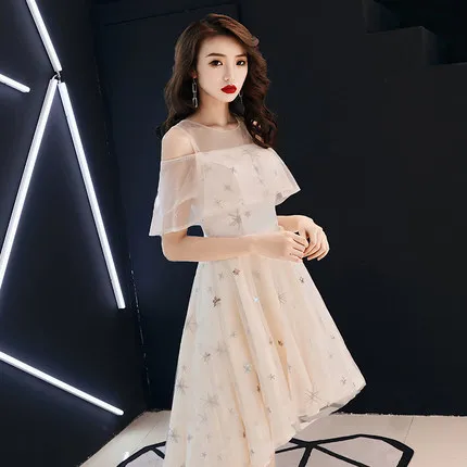 asymmetrical Это платье Yiiya, выпускное платье с рукавом три четверти, длина до пола, Vestidos De Gala размера плюс, Тюлевое выпускное платье с вышивкой LF205 - Цвет: asymmetrical