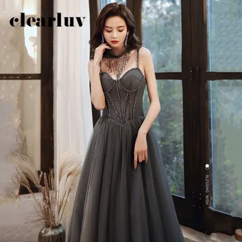 

Spaghetti Strap Evening Gowns DR390 Shining Sequin Banquet Dresses For Women Sleeveless Crystal Formal Vestidos De Fiesta 2020