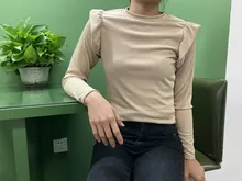 Shirts Simplee Women's Top Knit Winter Casual Fashion New Khaki Slim Solid Round-Neck