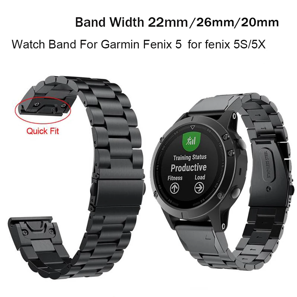 26 22 20 мм Quick Release Easy Fit наручные часы из нержавеющей стали ремешок для Garmin Fenix 6X6 S 6 5X5 5S 3HR S60 D2 Смарт-часы